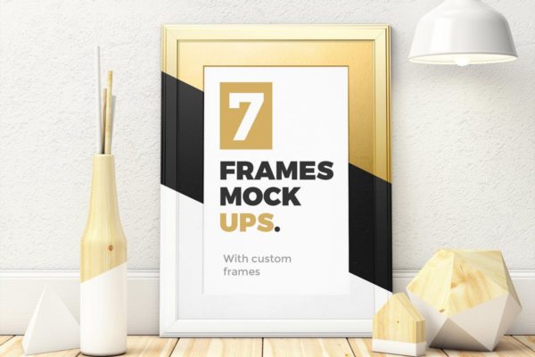 7款高档画框相框样机模板 7 Frames Mockups with custom frames