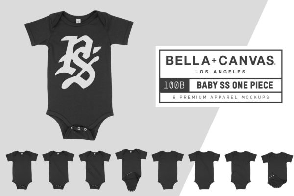 婴儿连体衣样机模板 Bella Canvas 100B Baby One Piece