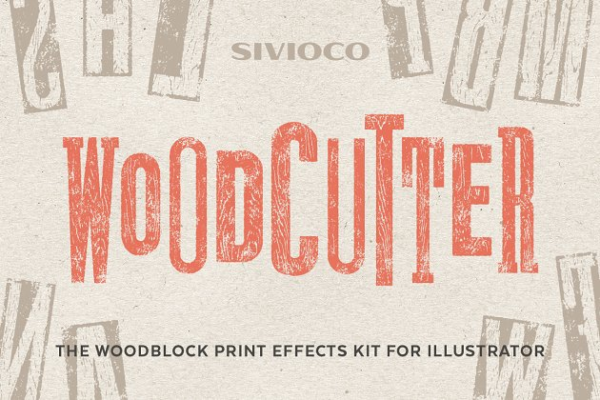 木纹雕刻印刷效果AI动作 Woodcutter – Illustrator Actions