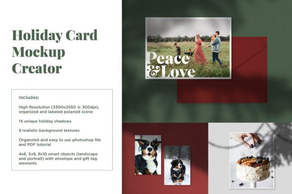 场景化照片装饰样机16设计网精选模板 Holiday Card Mockup Creator