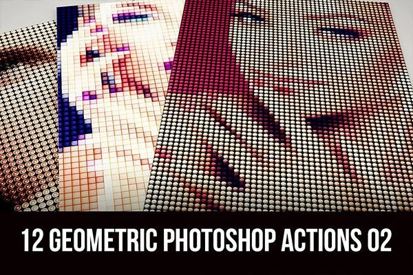 12个时尚个性几何马赛克图案ps动作 12 Geometric Photoshop Actions 02
