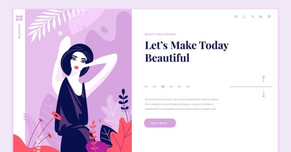女性美容产品官网设计概念插画素材 Beauty Web Page Design Template