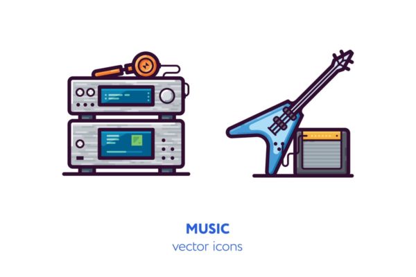 音乐主题手绘矢量图标 Music icons[AI, EPS, SVG]