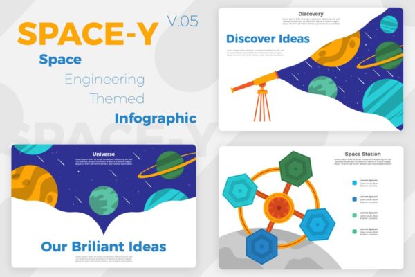 航天科技信息图表幻灯片设计素材模板V5 Space-Y v5 &#8211; Infographic