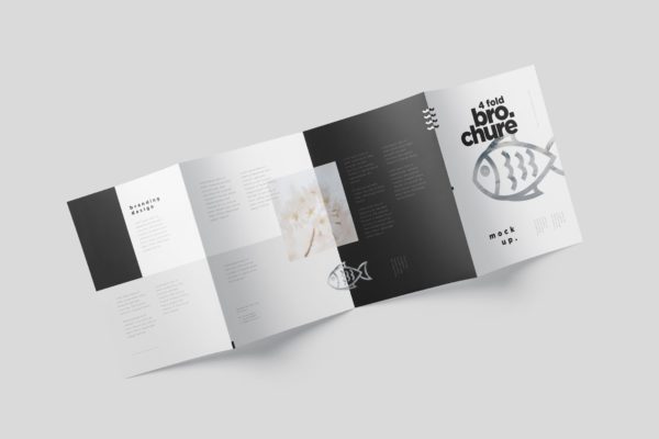多尺寸四折页宣传册印刷效果图样机模板 4-Fold Brochure Mockup Set &#8211; Din A4 A5 A6