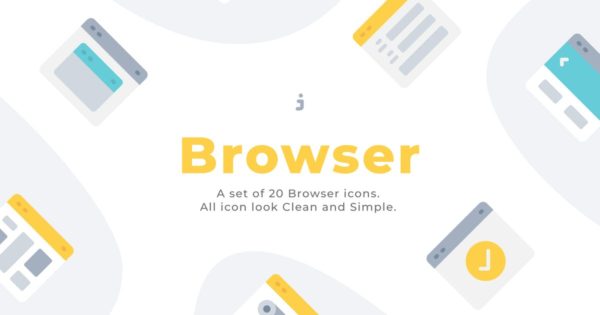 20枚浏览器主题扁平化矢量图标下载 20 Browser icons &#8211; Flat