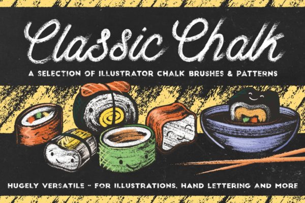 经典粉笔画黑板画AI笔刷 Classic Chalk &#8211; Brushes + Patterns
