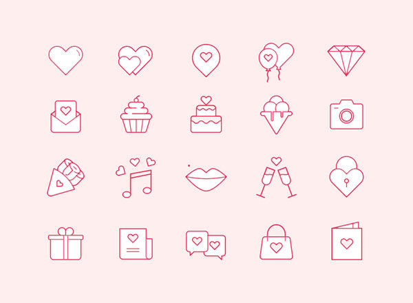 情人节手绘图标套装 St. Valentine’s Icon Set