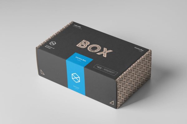 纸箱盒鞋盒礼品盒包装样机模板 Carton Box Mockup 23x14x8