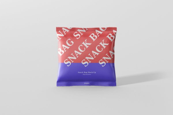 方形小吃/零食塑料袋包装外观样机 Snack Foil Bag Mockup &#8211; Square Size