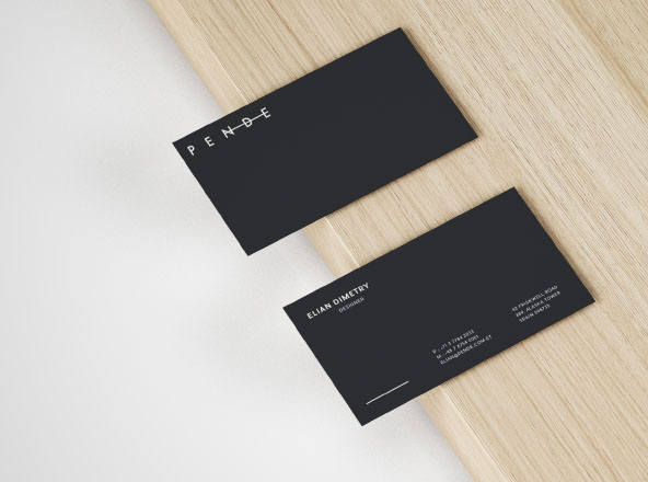 简约高级名片设计效果图样机模板 Slim Business Card Mockup