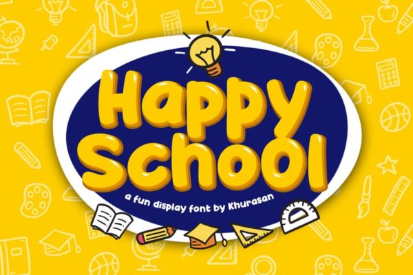 校园相关设计适用的可爱无衬线英文字体下载 Happy School Font