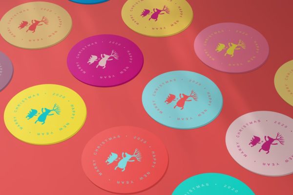 圆形卡片/贴纸设计效果图样机16设计网精选v1 Round Cards / Stickers Mock-Ups Vol.1