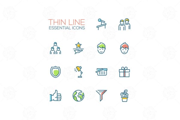 商业主题线条图标设计素材包 Business &#8211; Thin Single Line Icons Set