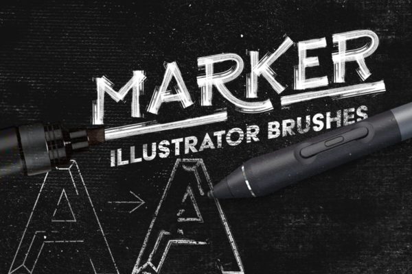 马克笔数码绘画AI画笔笔刷 Marker Illustrator Brushes