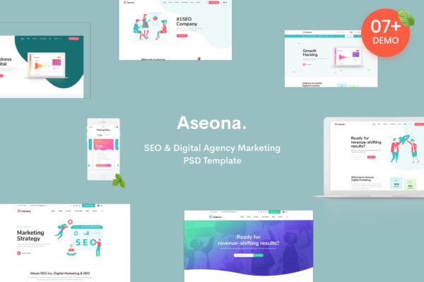 SEO数字营销服务企业官网设计PSD模板 Aseona | SEO Digital Marketing Template PSD