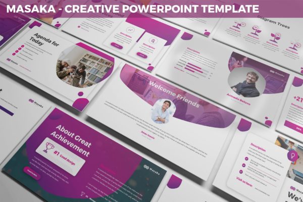 创意设计服务公司业务介绍PPT幻灯片模板 Masaka &#8211; Creative Powerpoint Template