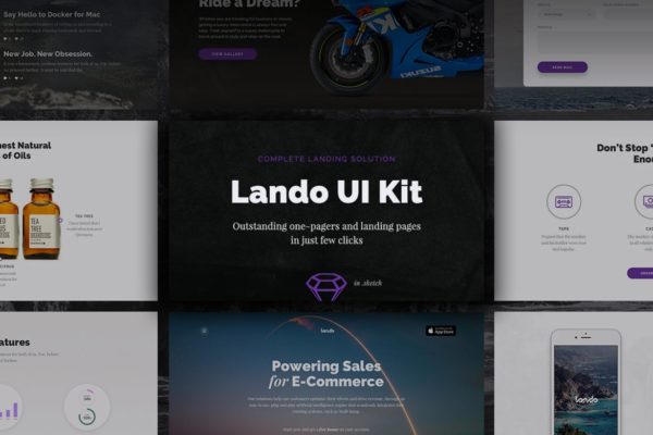 高品质网站单页设计&amp;着陆页设计UI套件 Lando UI Kit