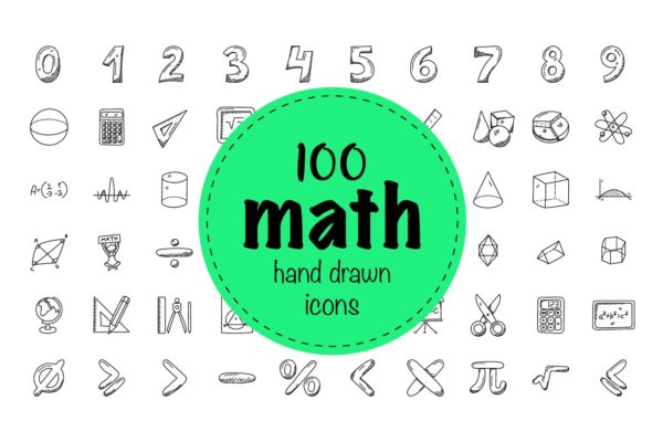 100枚数字涂鸦图标 100 Mathematic