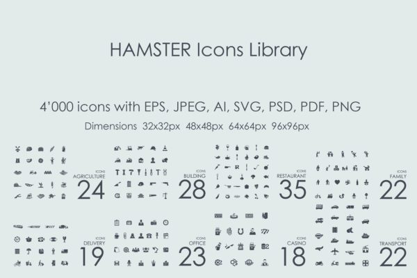 4000枚适合各种行业的图标合集 4000 HAMSTER Icons Library