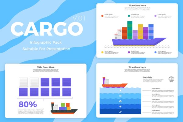 船运概念插画信息图表矢量素材v1 Cargo &#8211; Infographic