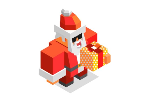 圣诞节圣诞老人2.5D插画免费素材 Xmas time with Santa