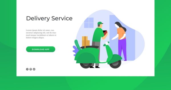 物流配送服务概念插画网站着陆页模板 Delivery Service Landing Page