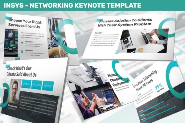 网络科技公司/技术/融资主题亿图网易图库精选Keynote模板模板 Insys &#8211; Networking Keynote Template