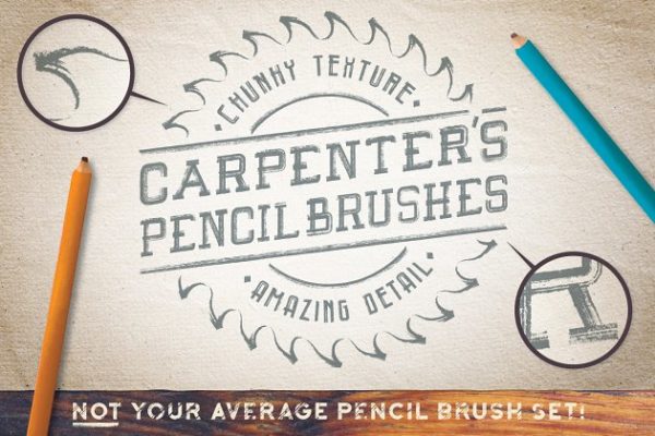 木匠铅笔笔画AI笔刷 Carpenter&#8217;s Pencil Brushes