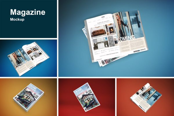 高端杂志版式设计效果图样机16设计网精选模板 Magazine Mouckup