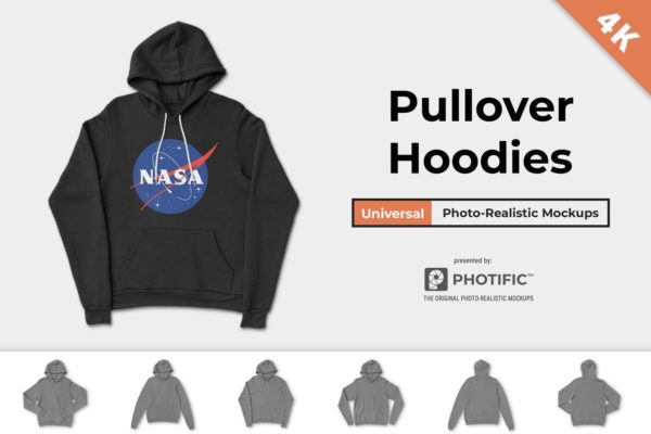 连帽卫衣胸前印花图案设计预览样机16设计网精选 Pullover Hoodie Sweatshirt Mockups