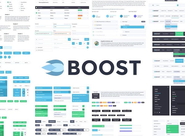 超级棒的一套网页设计套件 Boost UI Kit（设计元素&#038;线框图）