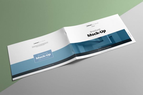 企业画册产品手册样机模板 Landscape Brochure Mockup