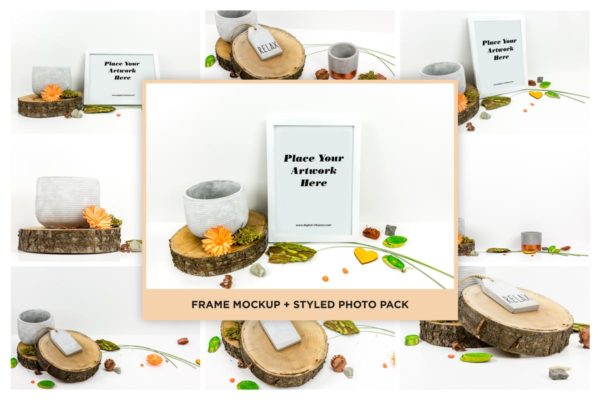 时尚摄影照片相框框架样机套装 Frame Mockup &amp; Styled Photo Pack