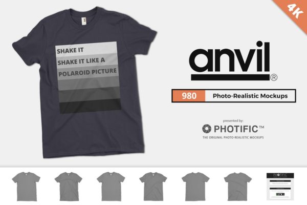 圆领纯棉T恤样机 Anvil 980 Fashion T-Shirt Mockups
