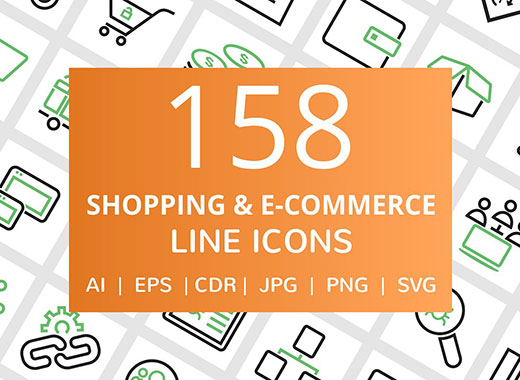 158款购物与电子商务的线形矢量图标下载[ai,eps,cdr,png,jpg]