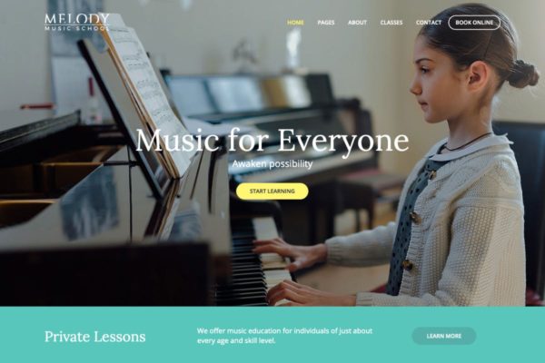 音乐培训机构学校网站设计PSD模板 