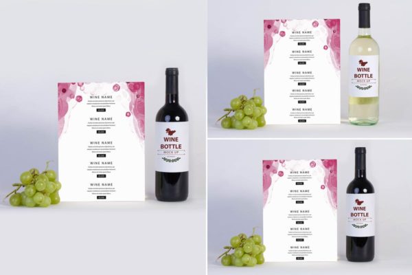 西餐厅葡萄酒酒水菜单设计样机模板 Wine Menu Mock Up