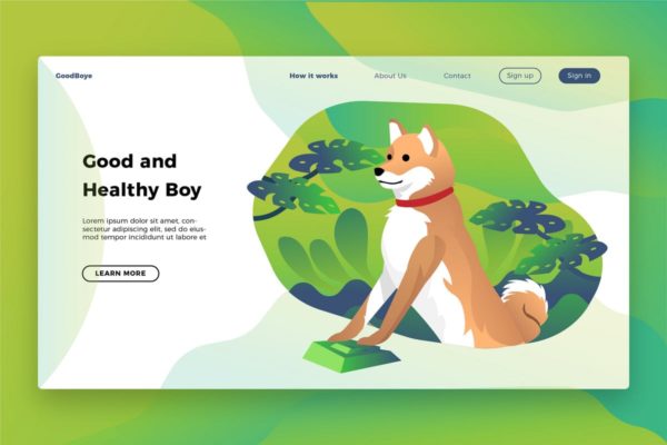 宠物网站Banner&amp;着陆页PSD模板 Shiba Inu &#8211; Banner &amp; Landing Page