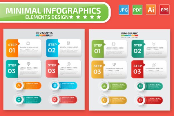 适用于设计流程步骤信息图表设计的素材包 Infographic Elements Design