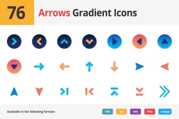 76枚箭头标识系统操作渐变矢量图标 Arrows Gradient Vector Icons