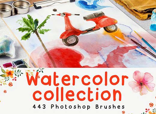 443个水彩风格的PS笔刷下载 443 Photoshop Brushes [abr]