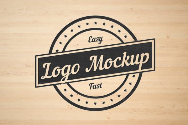 平面logo木板背景纹理样机 Logo Flat Mockup