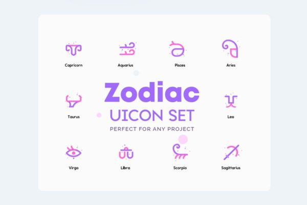 十二星座主题图标[AI, EPS, XD] UICON Zodiac Stars Icons