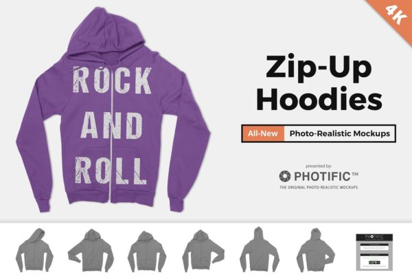 连帽拉链卫衣样机模板 Zip-Up Hoodie Sweatshirt Mockups