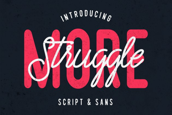 Logo设计和排版手写英文无衬线字体 Struggle More &#8211; Script &amp; Sans Font