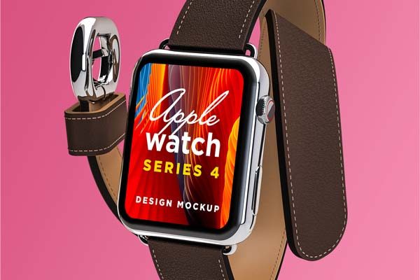 16素材网下午茶：Apple Watch Series 4 Mockup样机下载 [PSD]