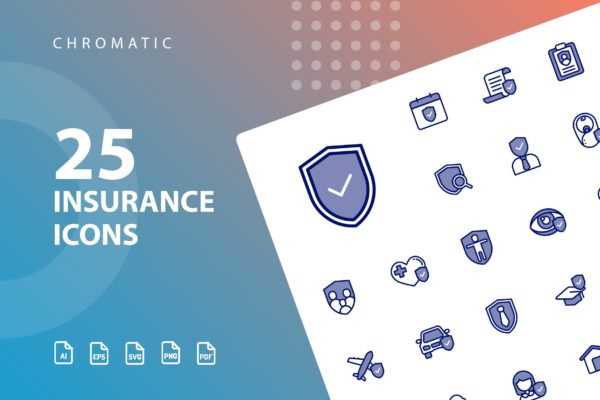 25枚Chromatic设计风格保险行业16设计素材网精选图标素材 Insurance Chromatic