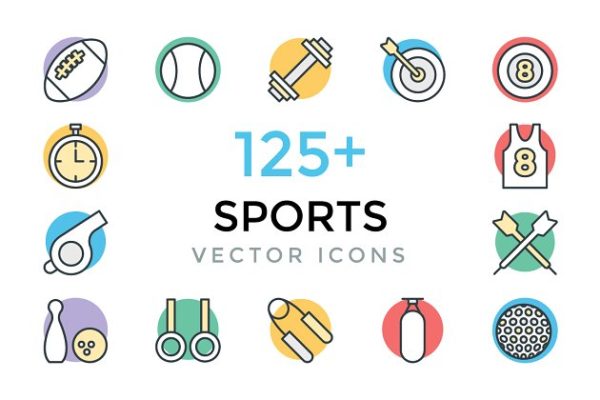 125+运动主题矢量图标 125+ Sports Vector Icons
