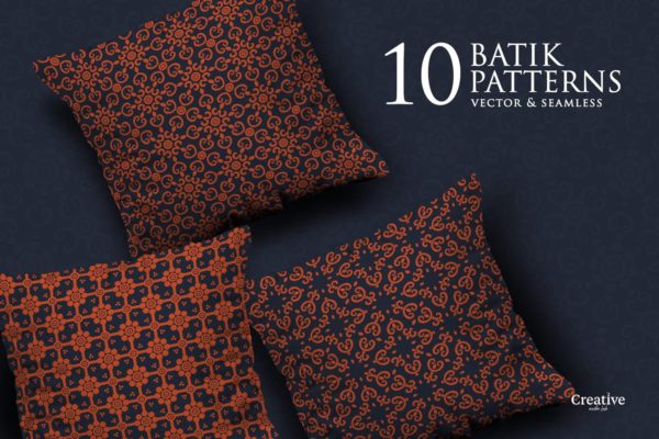 蜡染无缝印花图案背景设计素材包 Batik Seamless pattern set